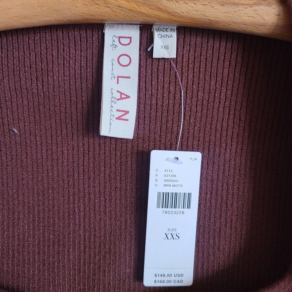Anthropologie Dolan Puff Sleeve Sweater Top NWT Brown Leopard Bustier XXS Blouse - Picture 3 of 5